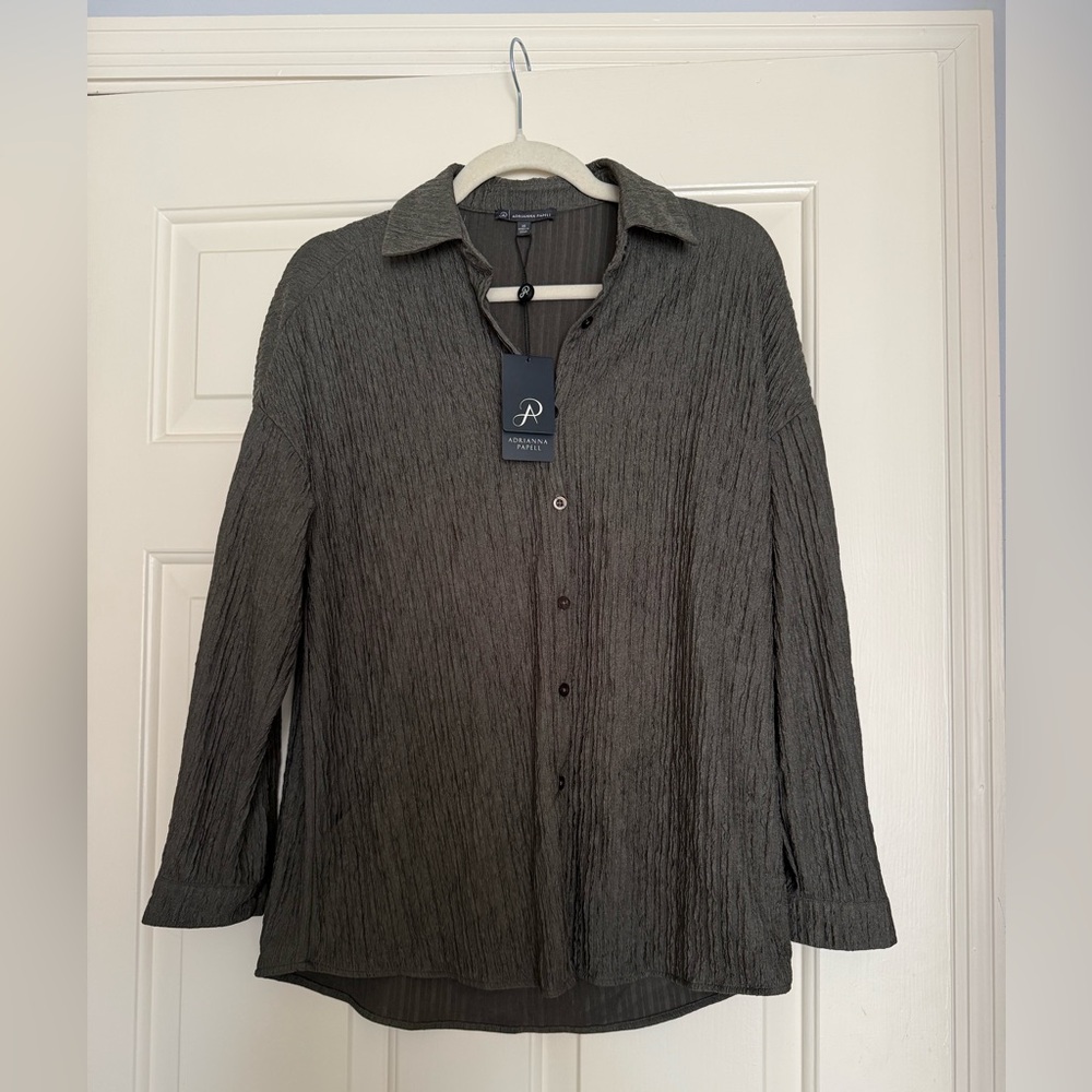 Adrianna Papell Textured Green Blouse
